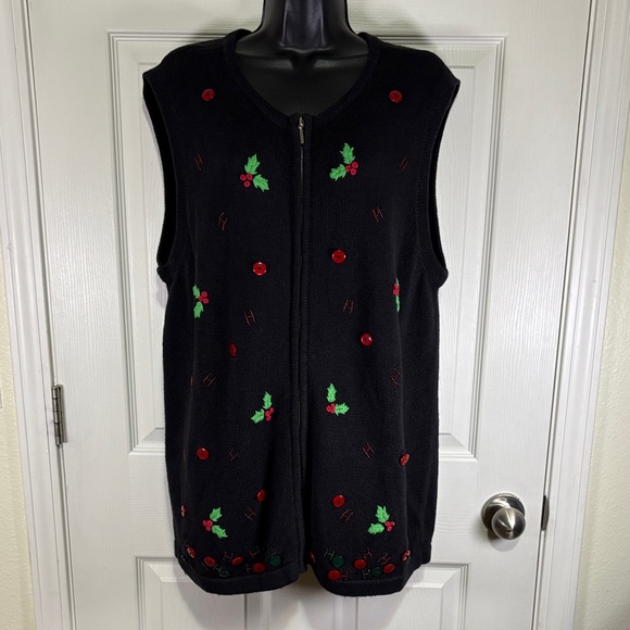 Bechamel Sweaters - Bechamel Black Holiday Cardigan Vest Size 1X